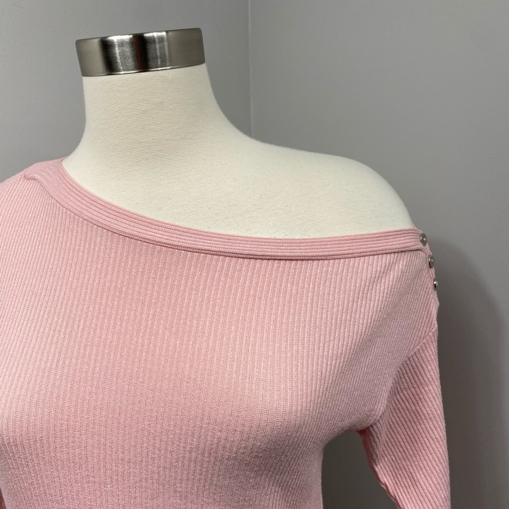 WHBM Pink Ribbed Off Shoulder Sweater - Picture 6 of 16